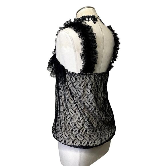 Adorable Lace Gothic Ruffle Square Neckline Tube Top Whimsygoth Emo - Picture 8 of 11